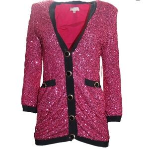 Ronny Kobo Collection Avril Fuchsia Sequin Blazer Pink Women’s Size‎ Small